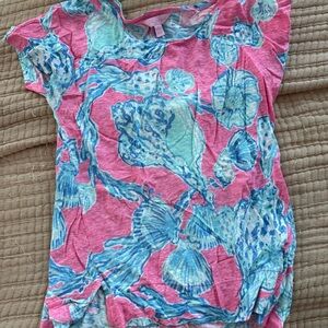 Lilly Pulitzer' Pink Shell-Print Short Sleeve Top